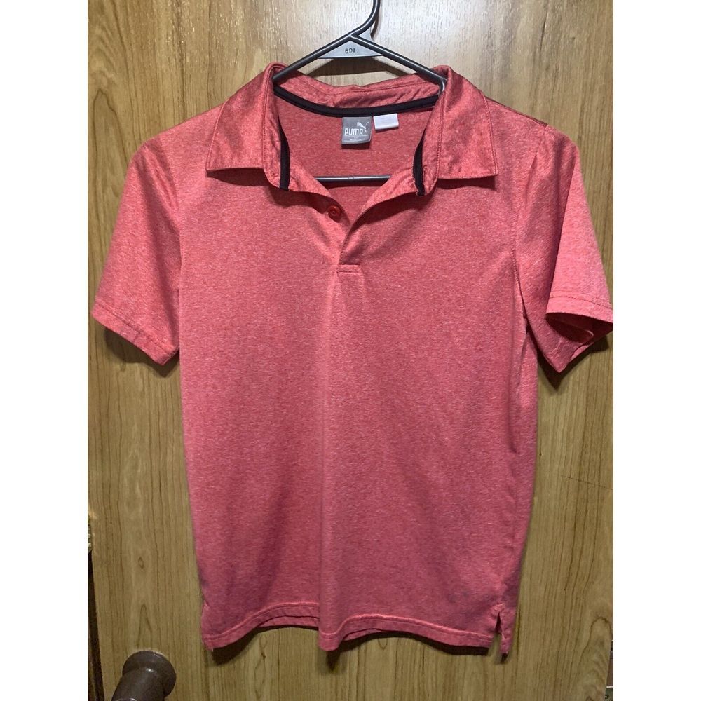 Puma Boy's Polo Shirt, High Risk Red Heather, Size M (10-12)